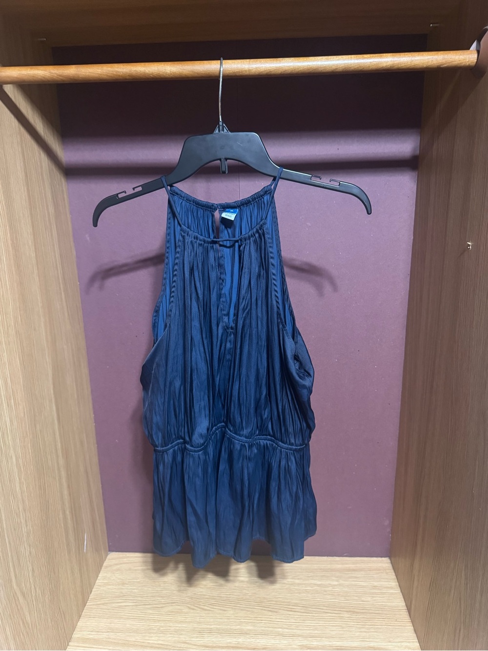 Old Navy Navy Blue Gathered High Neck Sleeveless Tank Top Size XL